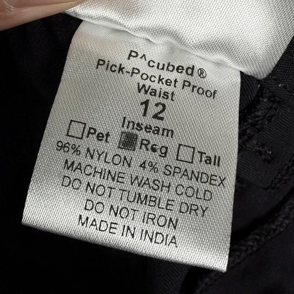 Clothing Arts P Cubed Pick Pocket Proof Pant Black Womens 12 Regular NEW NWT - Picture 8 of 8